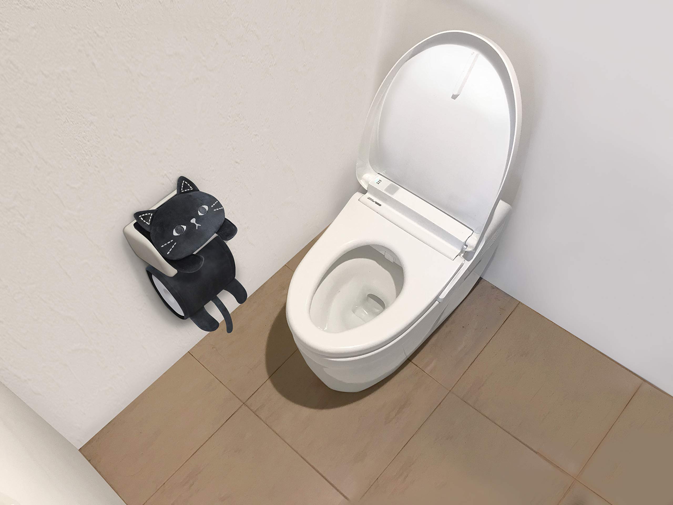 Amazon｜明邦 トイレットペーパーホルダー カバー かわいい 黒猫 の